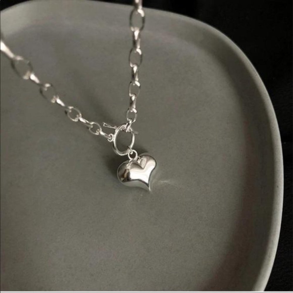“ 20 “ NEW 925 STERLING SILVER HEART LINK CHAIN NECKLACE - Picture 5 of 5